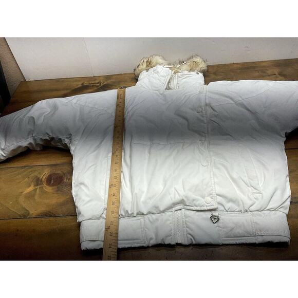 Vintage Obermeyer Sport Puffer Down Ski Parka Jacket White Fur Collar Size 8 - Picture 6 of 16